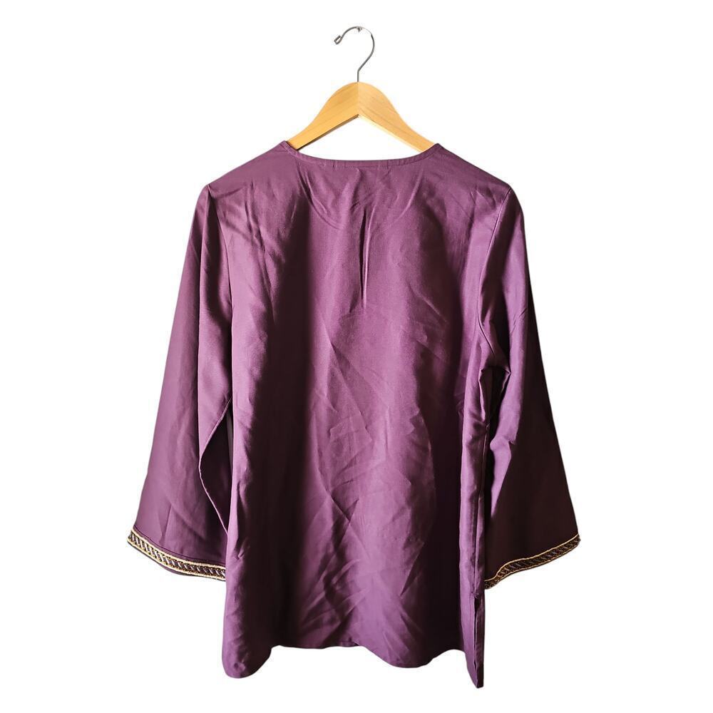 Soft Surroundings Global Artistry purple beaded embellished floral tunic medium - Picture 7 of 8